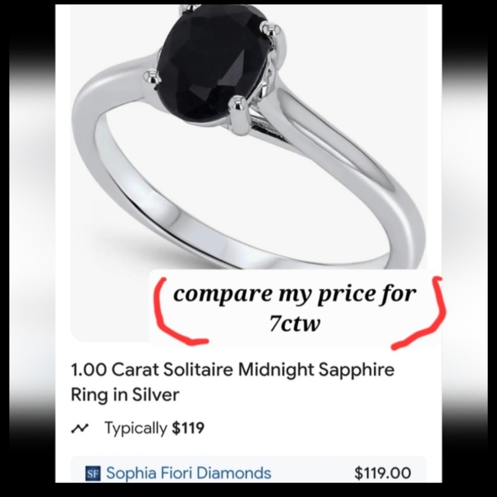 Midnight Sapphire Eternity Band Ring Platinum Plated Size 8 - Picture 9 of 9